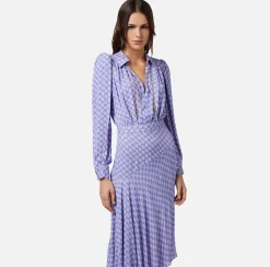 Elisabetta Franchi Abito Chemisier Asimmetrico In Georgette Con Stampa Logo^ Abiti