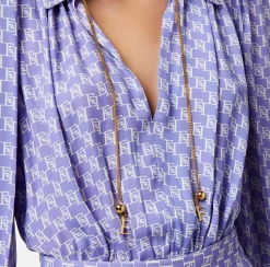 Elisabetta Franchi Abito Chemisier Asimmetrico In Georgette Con Stampa Logo^ Abiti