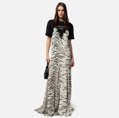 Elisabetta Franchi Abito Lungo In Georgette Di Viscosa Stampa Animalier^ Abiti