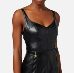 Elisabetta Franchi Abito Midi Effetto Pelle Con Tagli Bustier^ Abiti