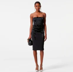 Elisabetta Franchi Abito Midi In Crepe Con Fiocchi In Raso^ Abiti