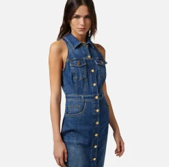Elisabetta Franchi Abito Midi In Denim Con Abbottonatura^ Abiti