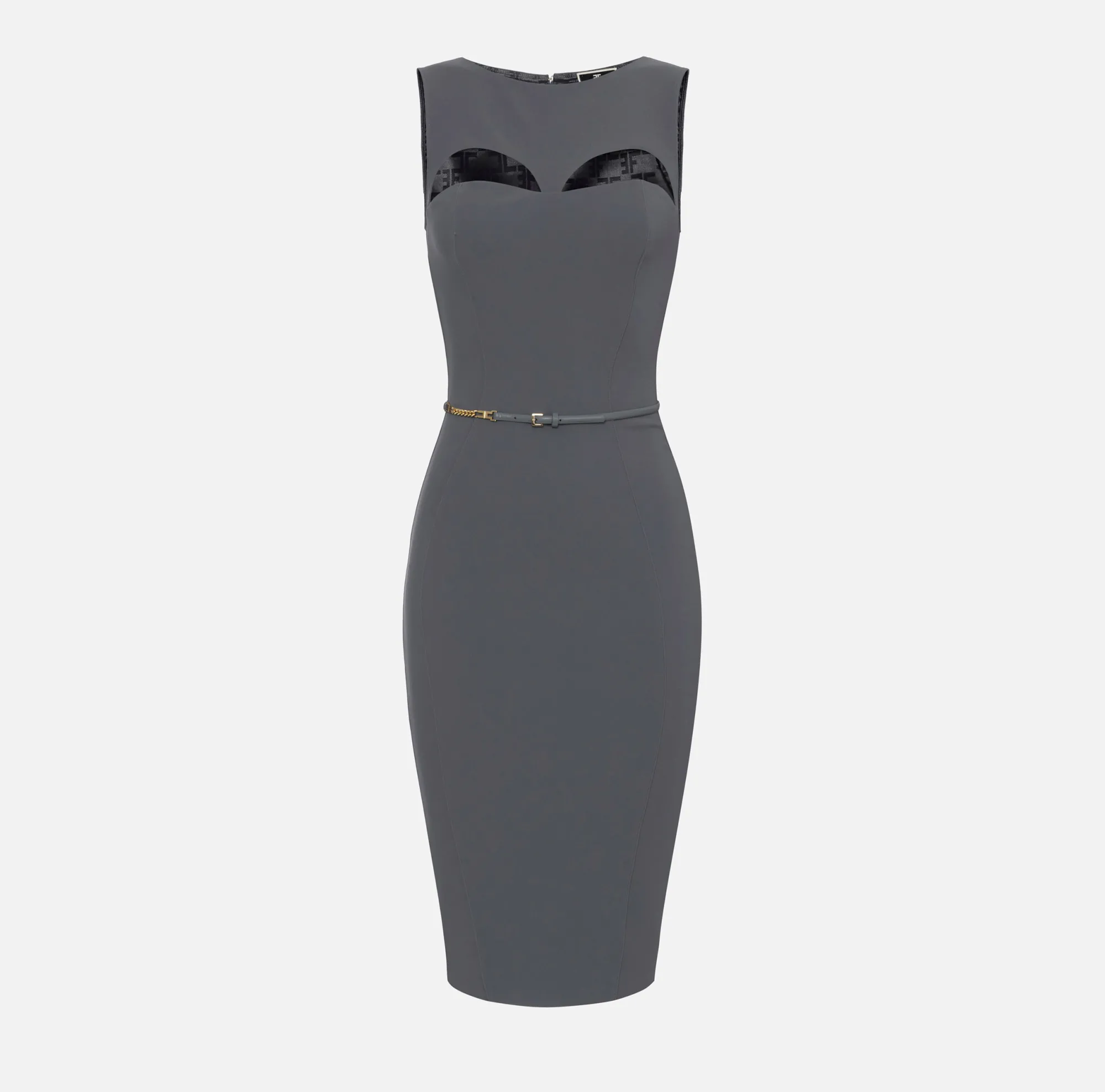 Elisabetta Franchi Abito Midi In Tessuto Tecnico Con Cintura E Cut Out^ Abiti