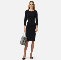 Elisabetta Franchi Abito Midi In Tessuto Tecnico Con Cintura^ Abiti