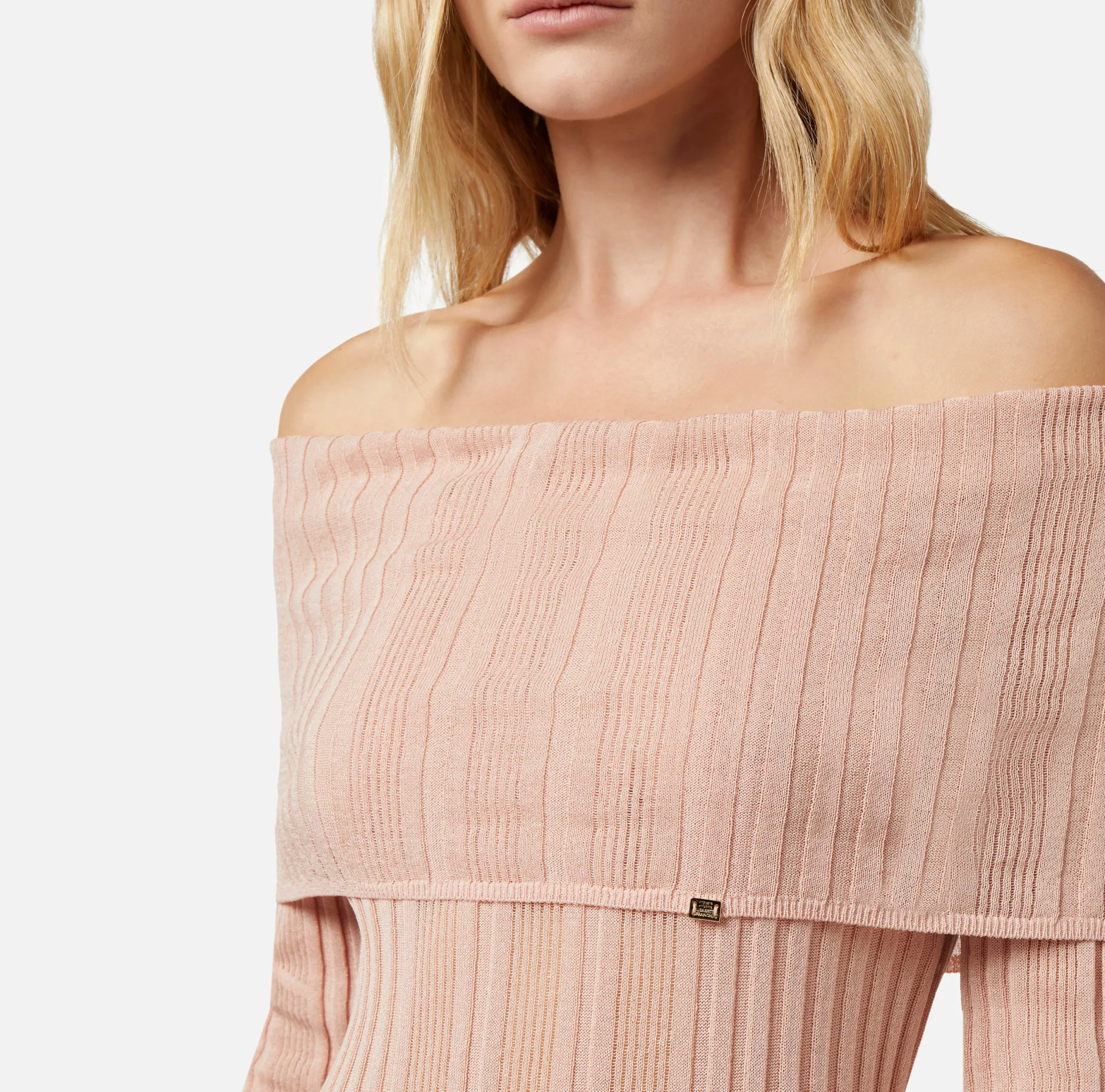 Elisabetta Franchi Abito Midi In Viscosa A Coste Con Maxi Collo^ Abiti