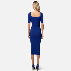 Elisabetta Franchi Abito Midi In Viscosa A Costine Con Lettering^ Abiti