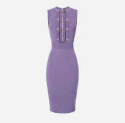 Elisabetta Franchi Abito Midi In Viscosa Con Bottoni Gemello^ Abiti