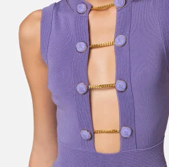 Elisabetta Franchi Abito Midi In Viscosa Con Bottoni Gemello^ Abiti