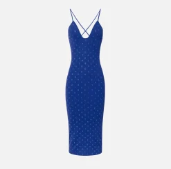 Elisabetta Franchi Abito Midi In Viscosa Con Lettering In Strass^ Abiti