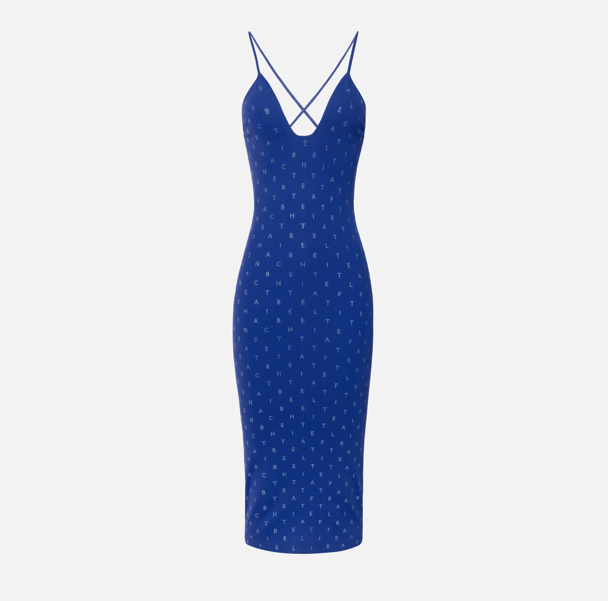 Elisabetta Franchi Abito Midi In Viscosa Con Lettering In Strass^ Abiti