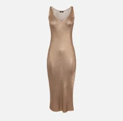 Elisabetta Franchi Abito Midi In Viscosa Laminata Con Charms^ Abiti