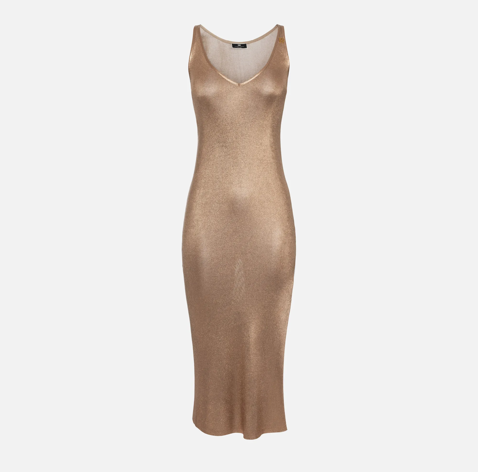 Elisabetta Franchi Abito Midi In Viscosa Laminata Con Charms^ Abiti