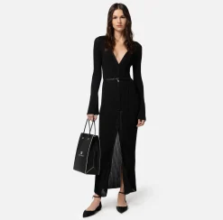 Elisabetta Franchi Abito Midi In Viscosa Lucida A Coste^ Abiti