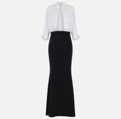 Elisabetta Franchi Abito Red Carpet Combinato In Cotone E Crepe^ Abiti