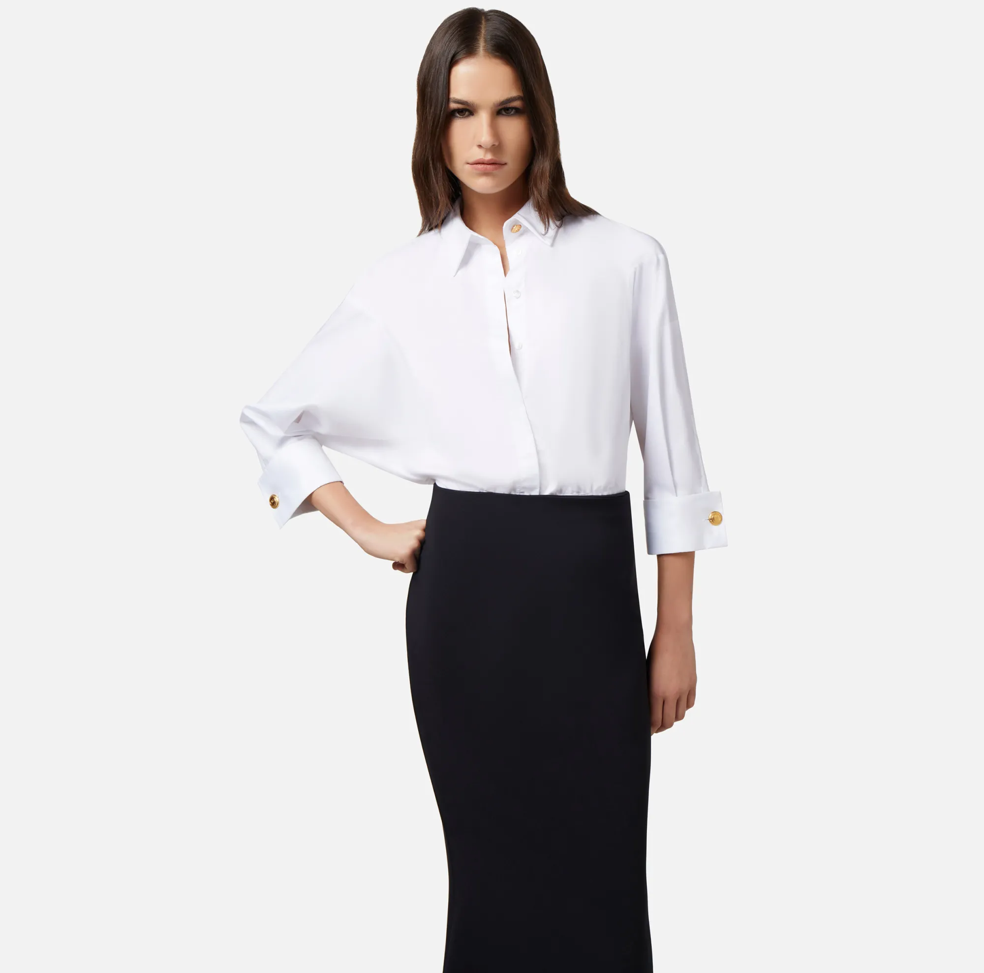 Elisabetta Franchi Abito Red Carpet Combinato In Cotone E Crepe^ Abiti