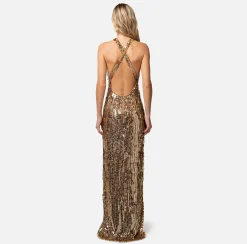 Elisabetta Franchi Abito Red Carpet Con Frange Di Perline E Paillettes^ Abiti