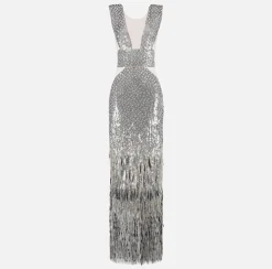 Elisabetta Franchi Abito Red Carpet Con Frange E Paillettes^ Red Carpet