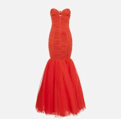 Elisabetta Franchi Abito Red Carpet In Jersey Con Balza Di Tulle^ Abiti