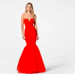 Elisabetta Franchi Abito Red Carpet In Jersey Con Balza Di Tulle^ Abiti