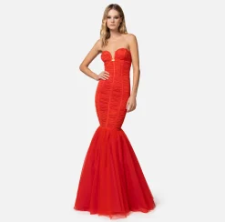 Elisabetta Franchi Abito Red Carpet In Jersey Con Balza Di Tulle^ Abiti
