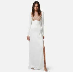 Elisabetta Franchi Abito Red Carpet In Jersey Con Plastron Ricamato^ Abiti