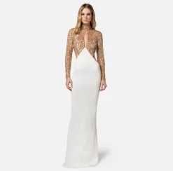Elisabetta Franchi Abito Red Carpet In Jersey Con Corpetto Ricamato^ Abiti