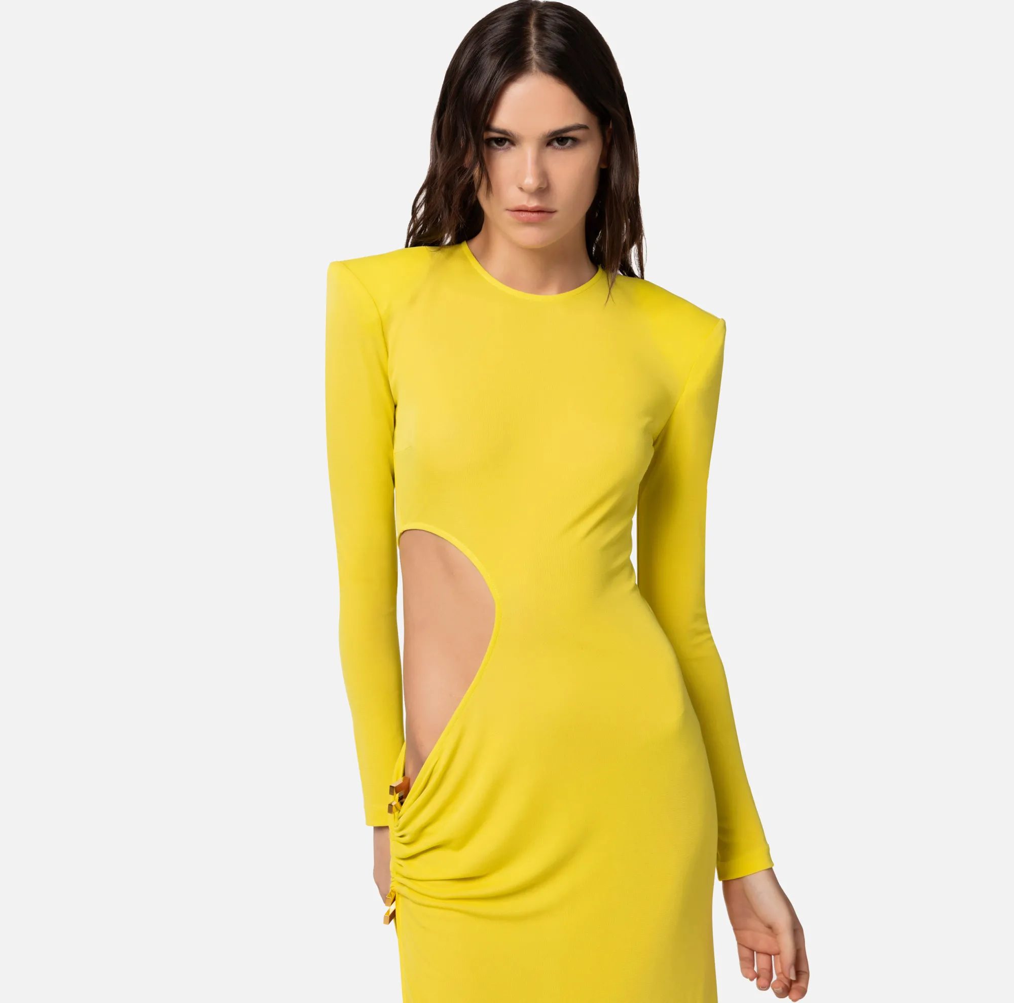 Elisabetta Franchi Abito Red Carpet In Jersey Drappeggiato Con Oblo^ Abiti