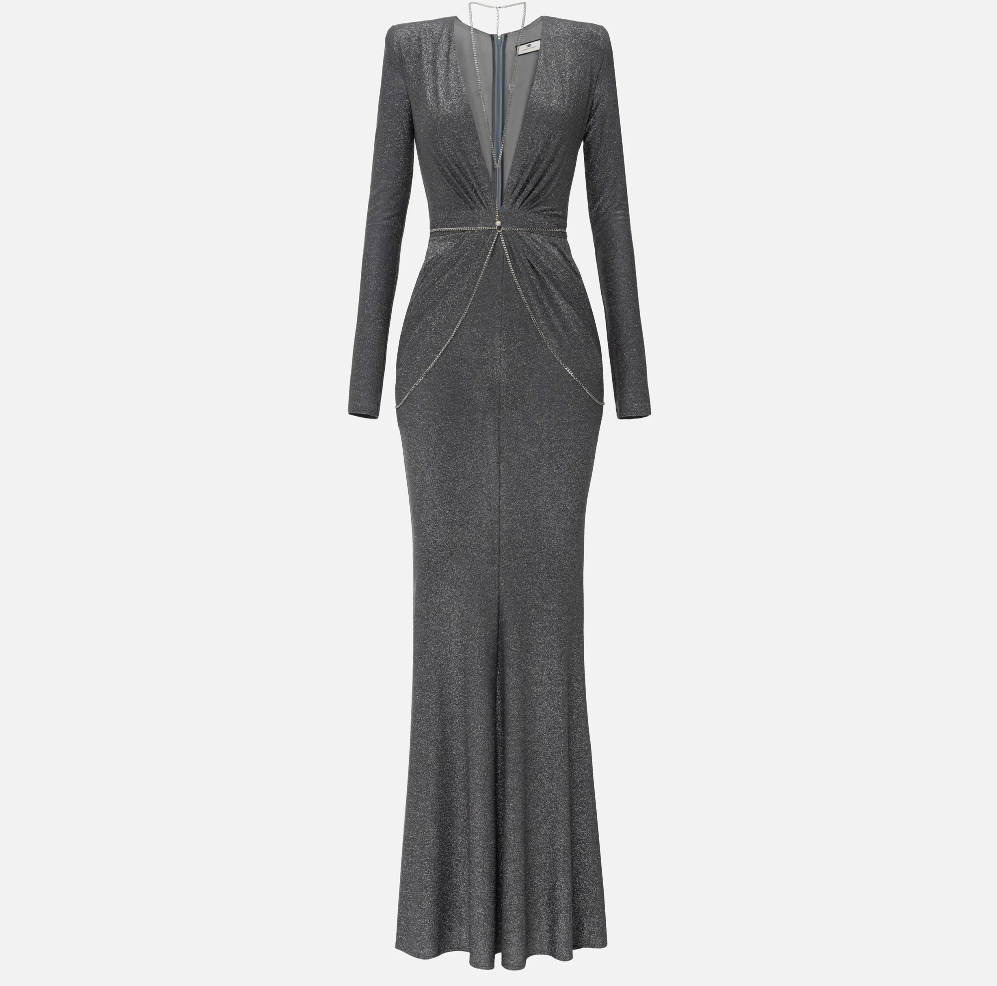Elisabetta Franchi Abito Red Carpet In Jersey Lurex Con Body Chain^ Abiti
