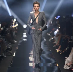 Elisabetta Franchi Abito Red Carpet In Jersey Lurex Con Body Chain^ Abiti