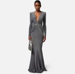 Elisabetta Franchi Abito Red Carpet In Jersey Lurex Con Body Chain^ Abiti