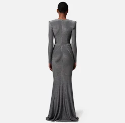 Elisabetta Franchi Abito Red Carpet In Jersey Lurex Con Body Chain^ Abiti
