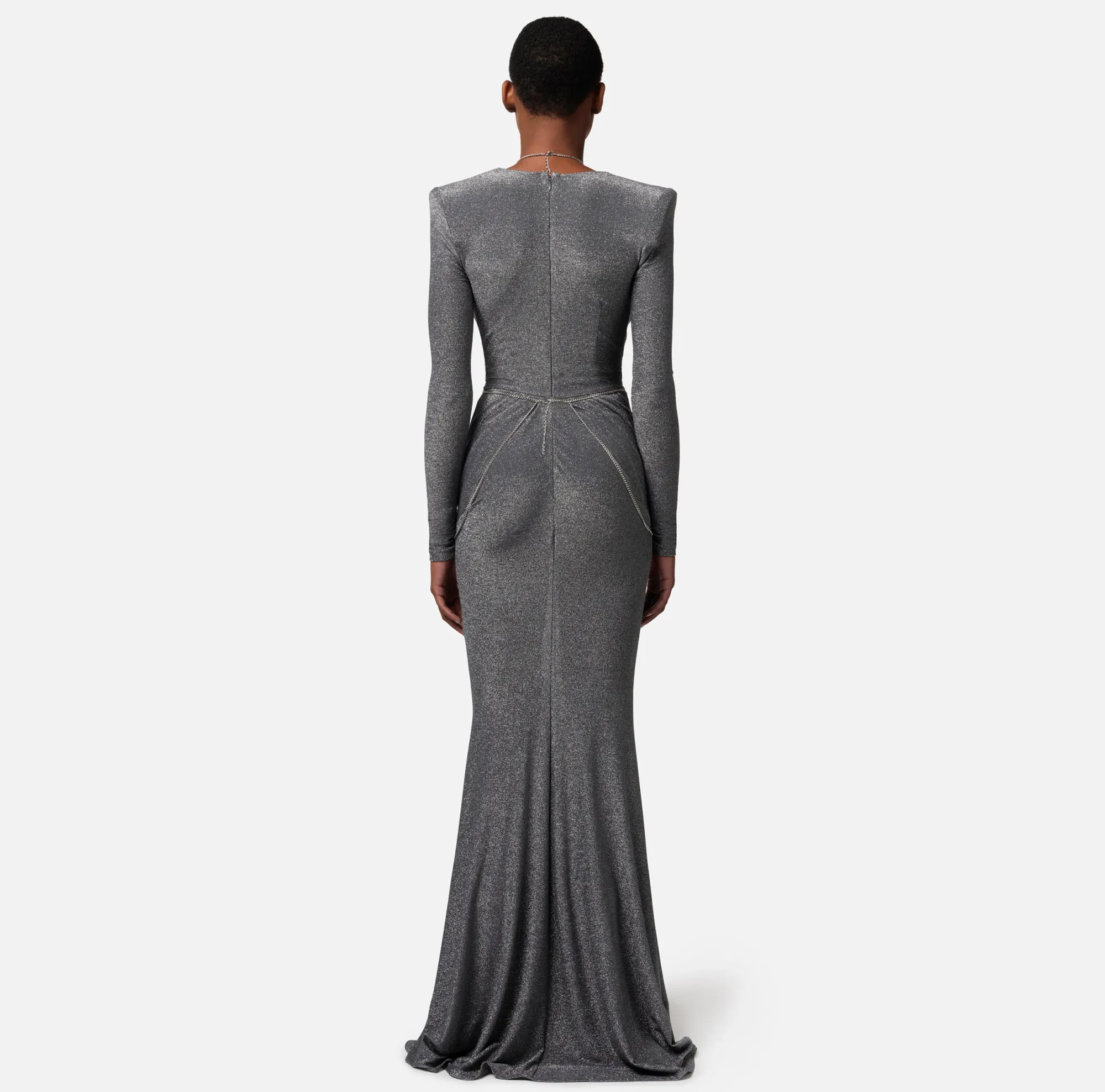 Elisabetta Franchi Abito Red Carpet In Jersey Lurex Con Body Chain^ Abiti
