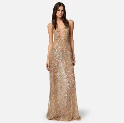Elisabetta Franchi Abito Red Carpet In Paillettes Con Ricami A Jour^ Abiti