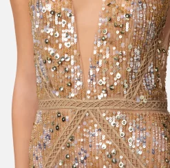 Elisabetta Franchi Abito Red Carpet In Paillettes Con Ricami A Jour^ Abiti