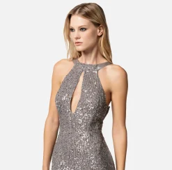 Elisabetta Franchi Abito Red Carpet In Tulle Ricamato Con Scollo All'Americana^ Abiti