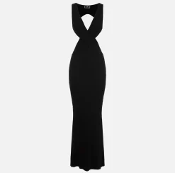 Elisabetta Franchi Abito Red Carpet In Viscosa A Costine Con Cut-Out Schiena^ Abiti