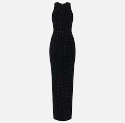 Elisabetta Franchi Abito Red Carpet In Viscosa Con Lettering In Strass^ Abiti