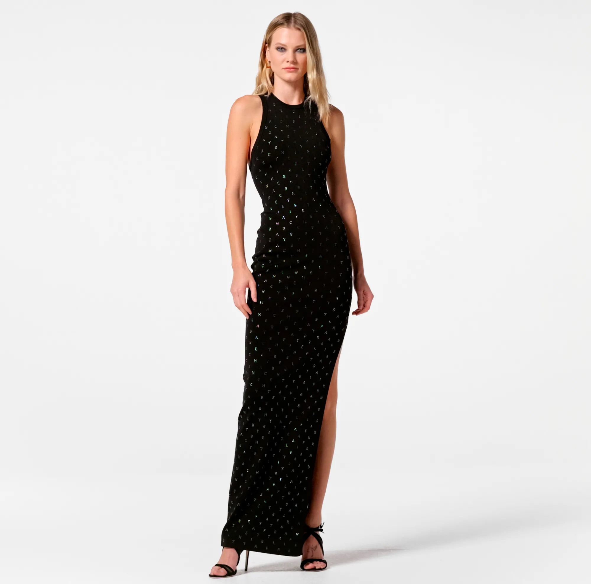 Elisabetta Franchi Abito Red Carpet In Viscosa Con Lettering In Strass^ Abiti