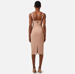 Elisabetta Franchi Abito Tubino In Crepe Stretch Con Zip^ Abiti