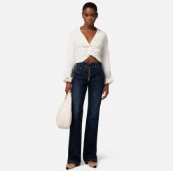 Elisabetta Franchi Blusa Cropped In Georgette Di Viscosa Con Nodo^ Camicie E Bluse