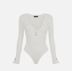 Elisabetta Franchi Body A Maniche Lunghe In Maglia A Coste^ Top, T-Shirt & Body