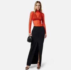 Elisabetta Franchi Body A Maniche Lunghe In Tulle Logo^ Top, T-Shirt & Body
