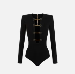 Elisabetta Franchi Body A Maniche Lunghe In Viscosa Con Bottone Gemello^ Top, T-Shirt & Body