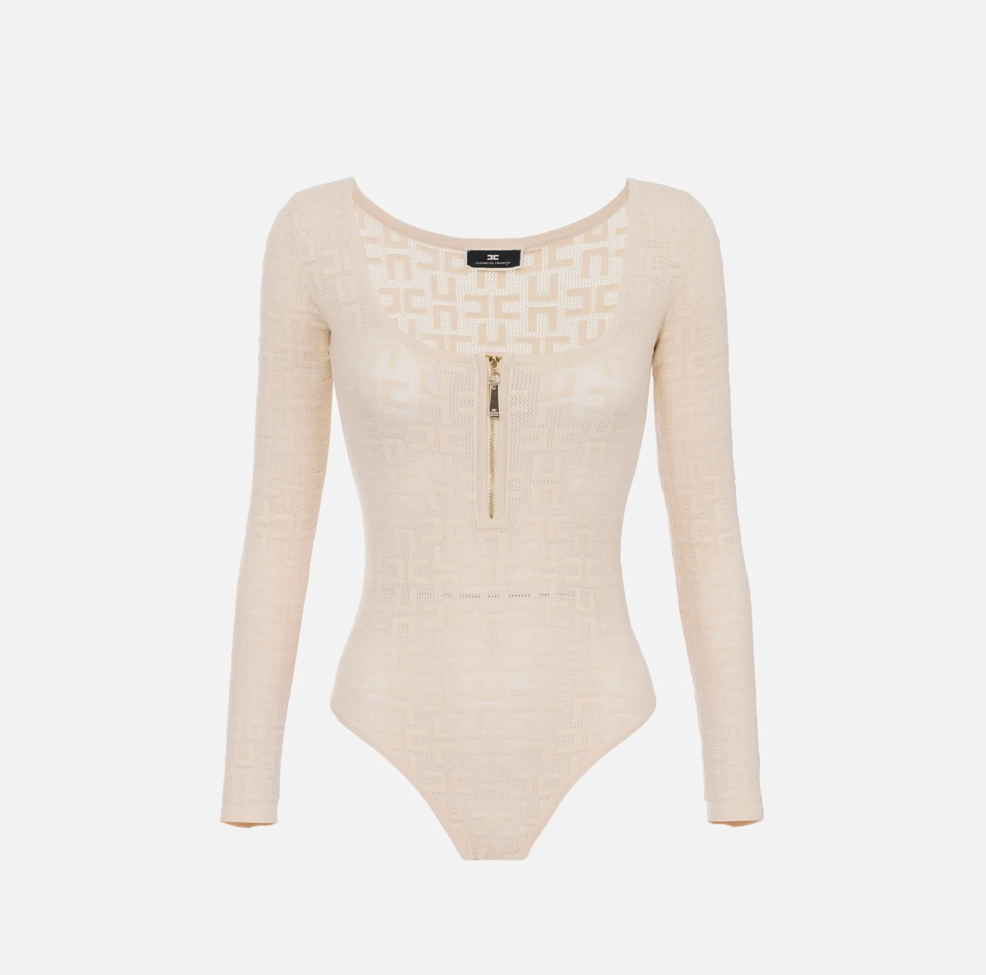 Elisabetta Franchi Body A Maniche Lunghe In Viscosa Punto Traforato^ Top, T-Shirt & Body