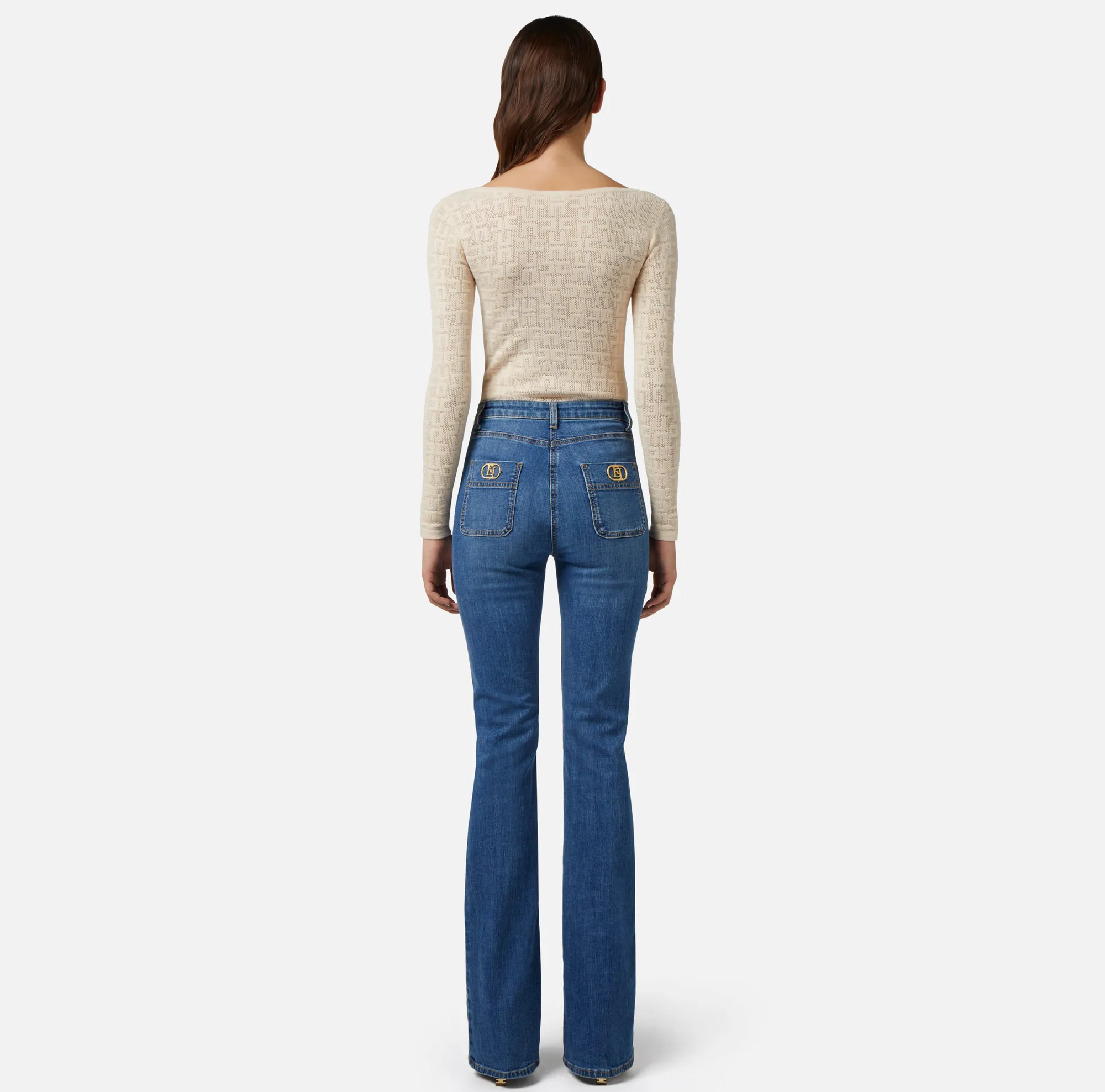 Elisabetta Franchi Body A Maniche Lunghe In Viscosa Punto Traforato^ Top, T-Shirt & Body