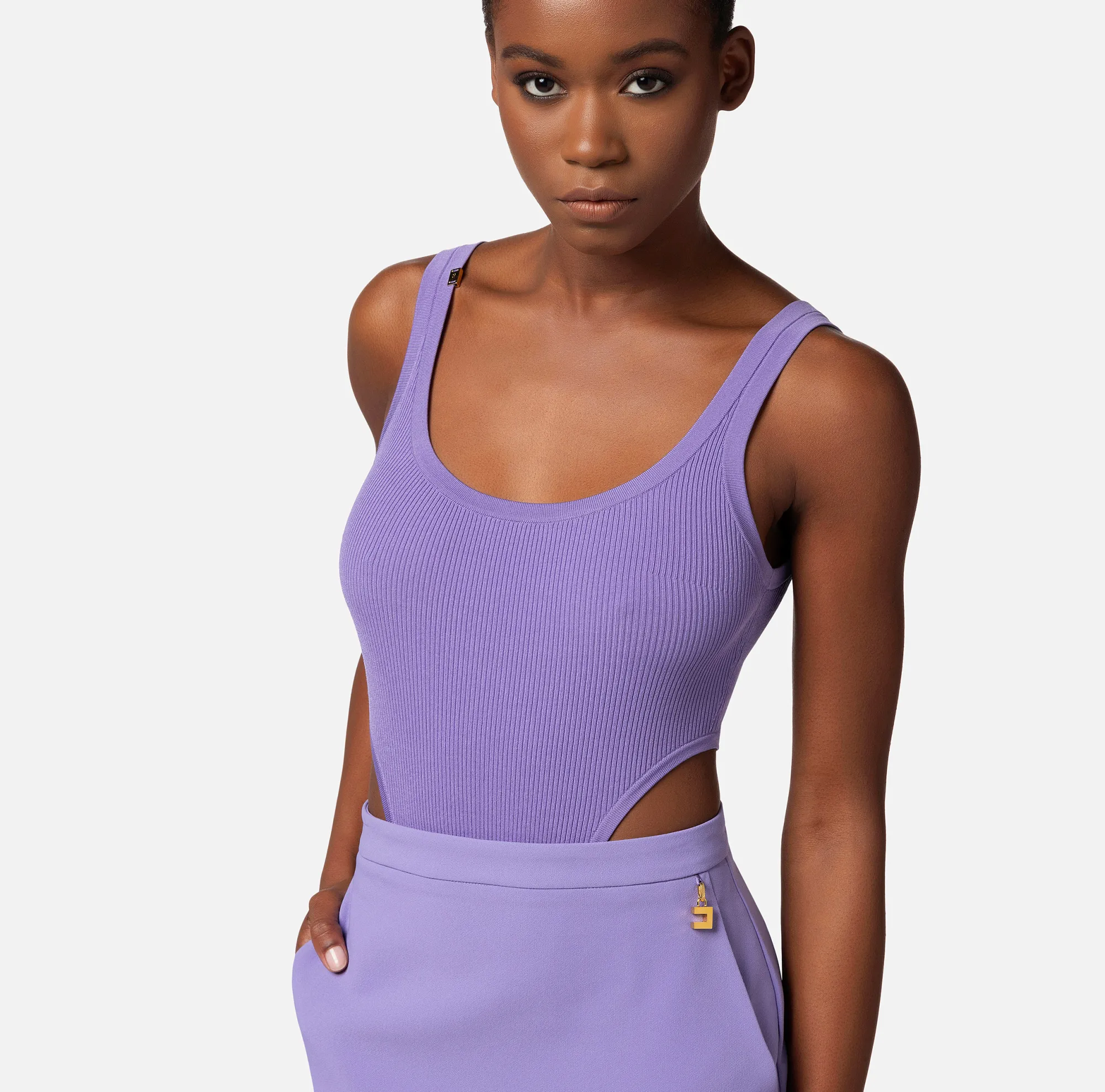 Elisabetta Franchi Body Sgambato In Rayon A Costine^ Top, T-Shirt & Body