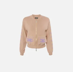 Elisabetta Franchi Bomber In Viscosa Con Bande Logate^ Maglieria E Felpe