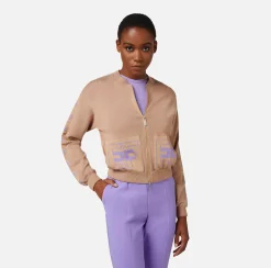 Elisabetta Franchi Bomber In Viscosa Con Bande Logate^ Maglieria E Felpe