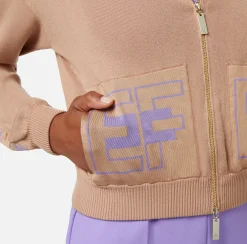 Elisabetta Franchi Bomber In Viscosa Con Bande Logate^ Maglieria E Felpe