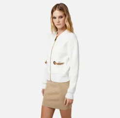 Elisabetta Franchi Bomber In Viscosa Con Cinturini Sulle Tasche^ Maglieria E Felpe